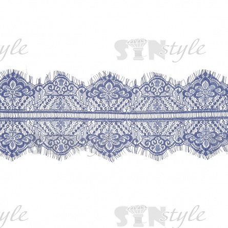 Кружево "Французское", ширина 140 мм, цвет синий, длина 3 метра фото 2