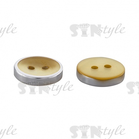 Пуговица пластиковая на два прокола, 20L,  желтая перламутровая  фото 2