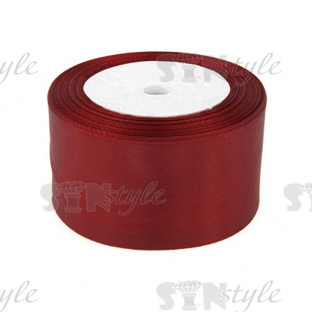 Декоративная лента атласная, ширина 50 мм, длина 25 ярдов, цвет бордовы (№048) фото 1