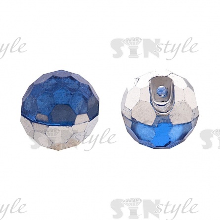 Пуговица на полуножке, размер 20L, в форме шара, цвет электрик прозрачный фото 1