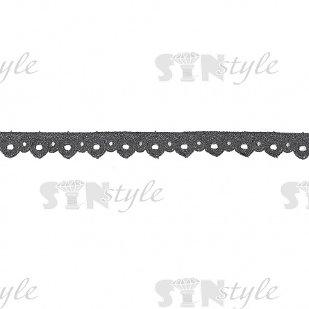 Кружево ажурное, тонкая нежная гирлянда с резным краем, ширина 25 мм, цвет черный, намотка 15 ярдов фото 1