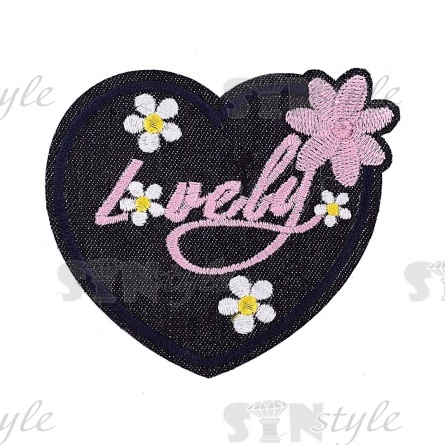 Термоаппликация "Сердечко", размер 80х70 мм, цвет черный фото 1