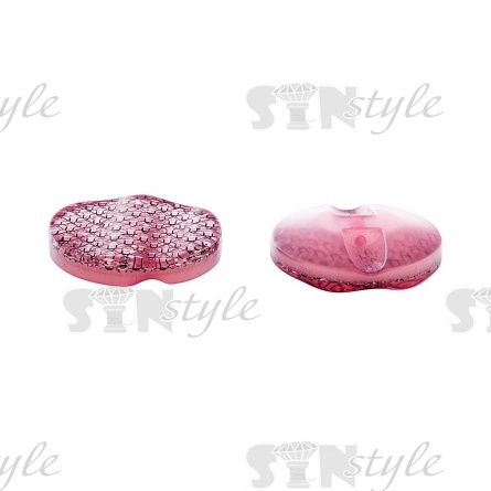 Пуговица пластиковая на полуножке, размер 34L, круглой формы, шляпка волнистая, цвет розовый с блестками фото 2