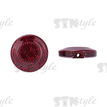 Пуговица пластиковая на полуножке, размер 24L, бордовая с блестками фото 1
