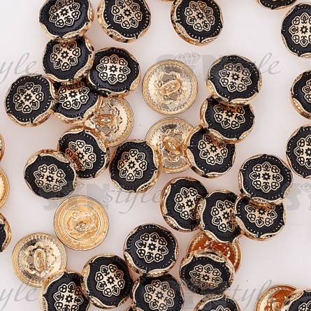 Пуговица металлическая на ножке, золотая с черным, 34L фото 4