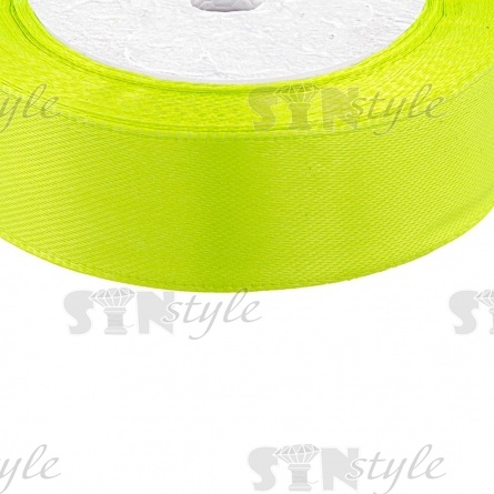 Лента атласная, ширина 25 мм, намотка 25 ярдов, цвет лайма (№167) фото 2