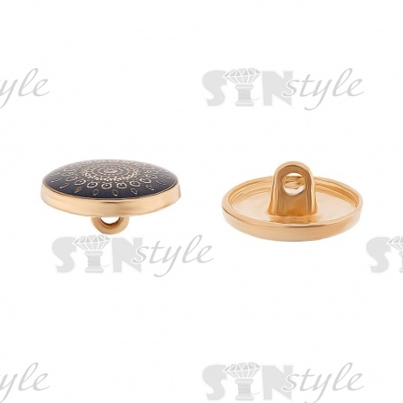 Пуговица металлическая на ножке, золото/темно-синий, 28L фото 3