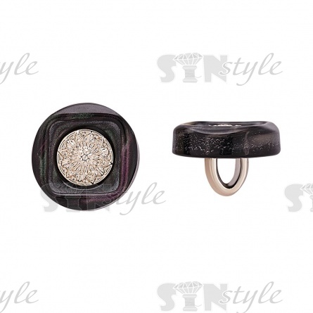 Пуговица пластиковая на ножке, размер 20L, цвет черный+золото фото 1