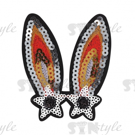 Термоаппликация "Ушки" с пайетками, размер 70х80 мм фото 1