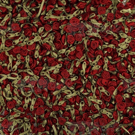 Цветочек из атласной ленты, бордовый, размер 15 мм фото 3