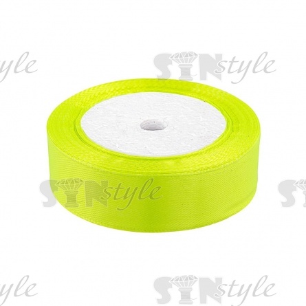 Лента атласная, ширина 25 мм, намотка 25 ярдов, цвет лайма (№167) фото 1