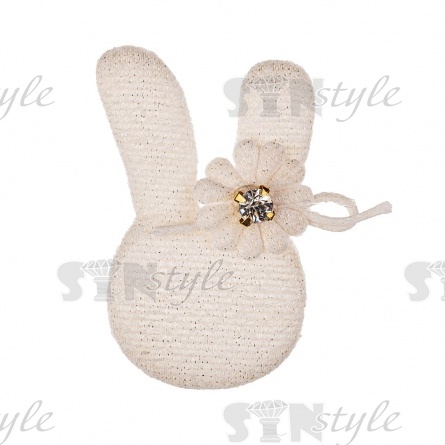 Аппликация 3D "Зайчик", размер 33х50 мм, цвет шампань фото 1