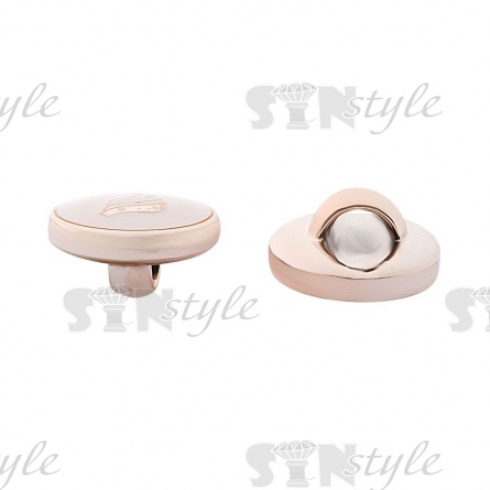 Пуговица пластиковая на ножке, круглой формы, размер 20L, золотая основа с белой эмалью фото 2