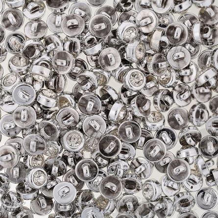 Пуговица пластиковая на ножке, размер 16L, цвет никель/белая страза фото 3