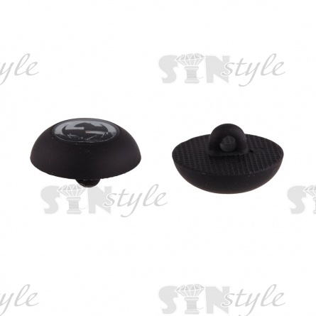 Пуговица пластиковая на ножке, 34L, черная с серебром фото 4