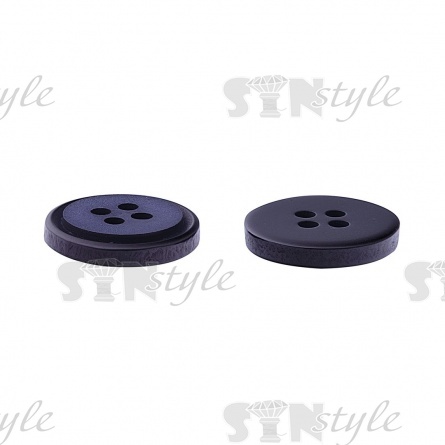 Пуговица пластиковая на четыре прокола, черная/синяя, 24L фото 3