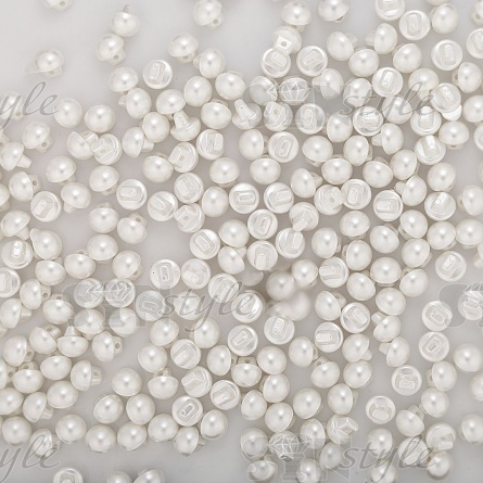 Пуговица пластиковая на ножке, в форме полусферы, размер 16L, белая перламутровая фото 3