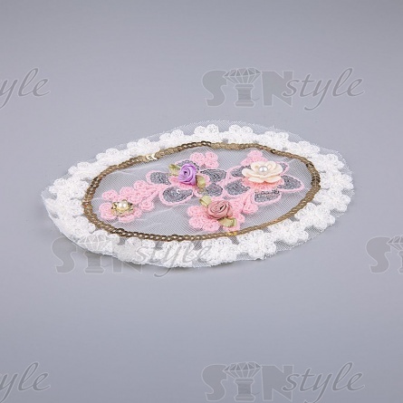 Аппликация на сетке пришивная "Цветы", размер 135 мм х 180 мм  фото 2