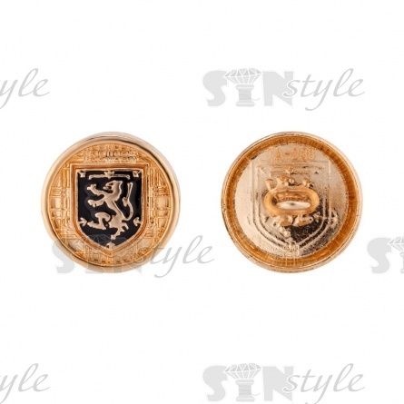 Пуговица металлическая на нодке, размер 28L, цвет золотой+черный  фото 1