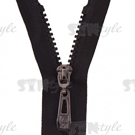 Молния трактор, тип 5, разьемная, основа нейлон, длина 80см, цвет 322 (черный), бегунок темный никель фото 2