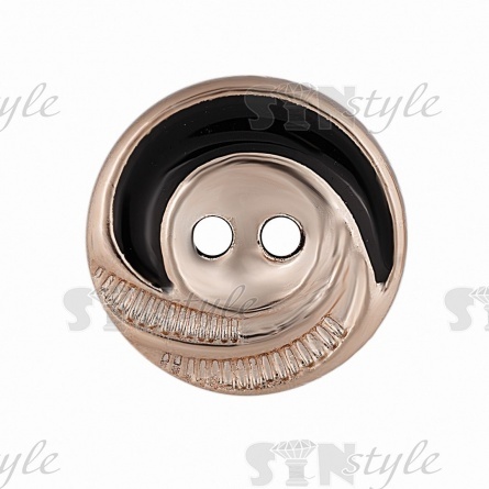 Пуговица пластиковая на два прокола, золотая с черным, 28L фото 2