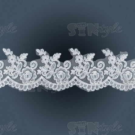 Кружево гипюр, тонкое изящное кружево с цветочным узором, ширина 100 мм, намотка 10 ярдов, цвет кипенно-белый фото 2