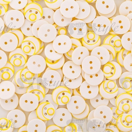 Пуговица пластиковая на два прокола, размер 20L, цвет белый/желтый фото 4