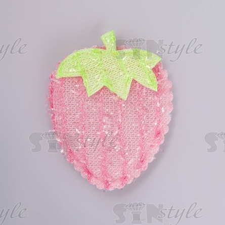 Аппликация 3D "Ягодка", цвет розовый+зеленый, размер 35х40 мм фото 1