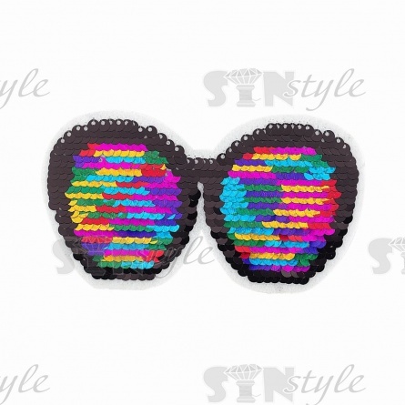 Термоаппликация перевертыш из двухсторонних пайеток "Очки", размер 123х68 мм фото 1