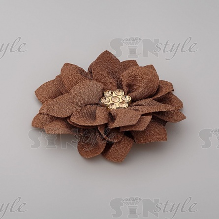 Цветочки декоративные со стразами, цвет капучино, диаметр 60 мм,  фото 2