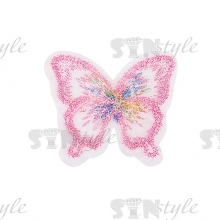 Аппликации бабочки из капрона, размер 37х30 мм цвет ярко-розовый фото 1