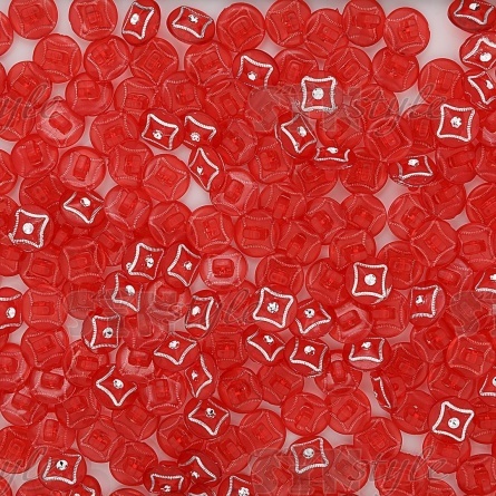 Пуговица пластиковая на ножке, круглая, красная прозрачная с белой стразой в центре, 20L фото 3