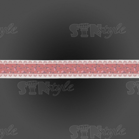 Декоративная атласная лента с цветочным принтом, цвет грязно-розовый, ширина 25 мм, намотка 20 ярдов фото 2