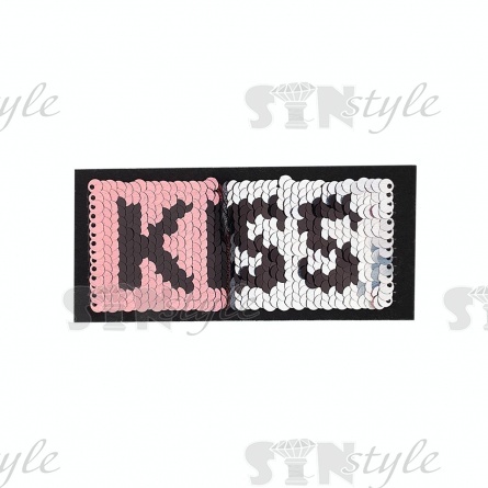 Термоаппликация-перевертыш из двухсторонних пайеток "KISS", размер 112х50 мм фото 3