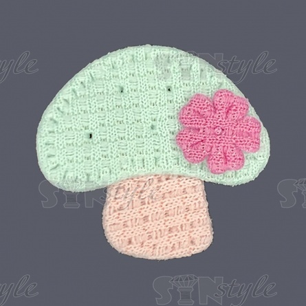 Аппликация 3D "Грибок", цвет мятный, размер 37х32 мм фото 1