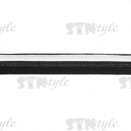 Декоративная тесьма отделочная лампасная со стразами, цвет черный+белый, ширина 30 мм, намотка 50 ярдов фото 1