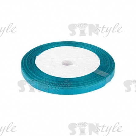 Декоративная лента атласная, ширина 6 мм, намотка 25 ярдов, цвет бирюзовый (№047) фото 1