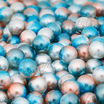 Бусины под жемчуг прибивные с градиентом, размер 6 мм, цвет бирюзовый с терракотовым, вес 500 г  фото 3