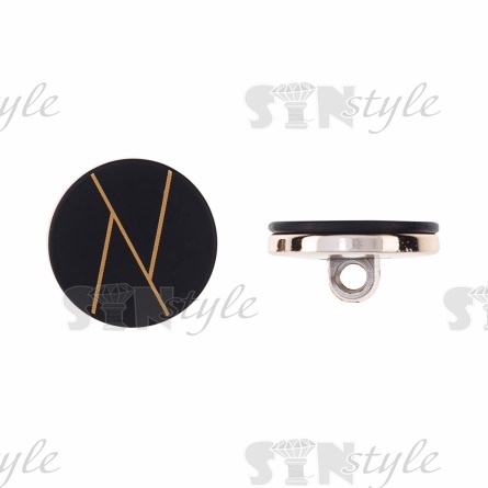 Пуговица пластиковая на  ножке, размер 44L, цвет золото/черный фото 1