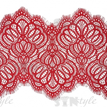 Кружево "Французское", ширина 250мм, цвет красный, длина 3 метра фото 1