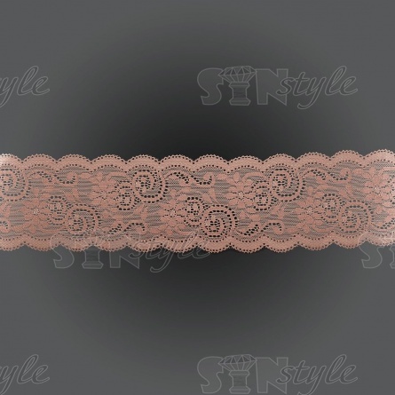 Кружево эластичное, ширина 80 мм, цвет грязно-розовый, намотка 15 ярдов фото 2
