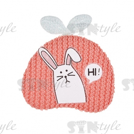 Аппликация 3D "Зайчик", цвет грязно-розовый, размер 35х35 мм фото 1