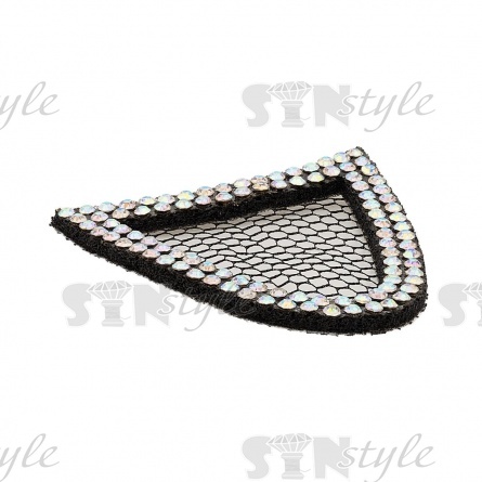 Аппликация "Ушки" из страз, на фетровой основе, размер 42 мм х 42 мм, цвет черный + радужные стразы фото 2