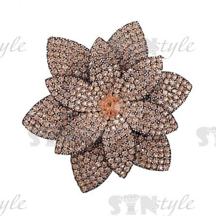 Аппликация с элементами из страз, цвет шампань, диаметр 60 мм фото 1