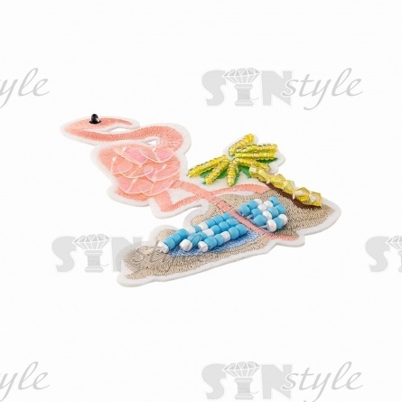 Аппликация "Фламинго" с элементами из бисера, цвет розовый, размер 75х95 мм фото 2