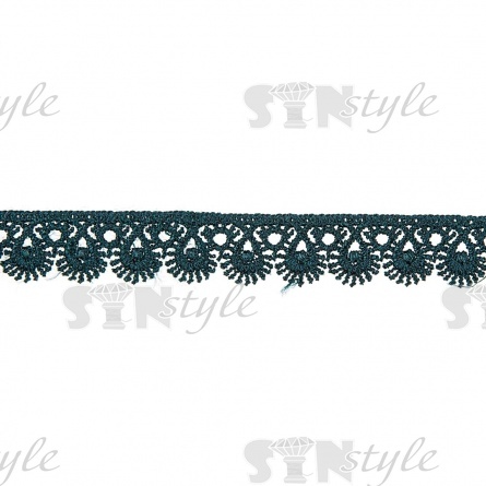 Кружево ажурное, тонкая изящная нежная гирлянда с причудливым узором и резным краем, ширина 15 мм, цвет темно-зеленый, намотка 10 ярдов  фото 1