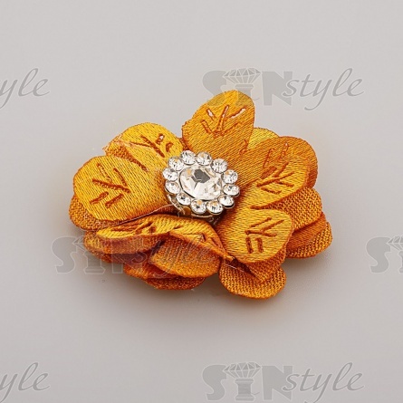 Цветочки декоративные со стразами, цвет золотой, даметр 28 мм,  фото 2