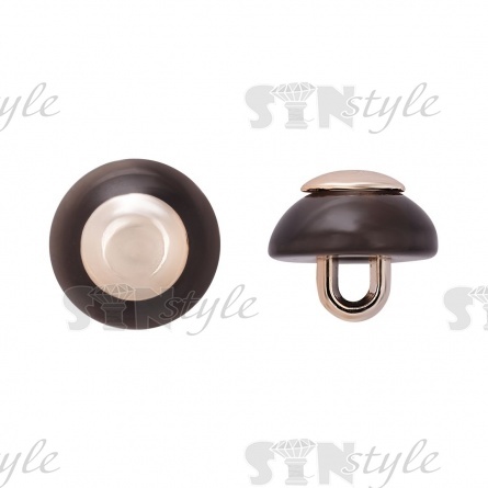 Пуговица пластиковая на ножке, в форме полусферы, размер 20L, цвет черный с золотой серединкой фото 1