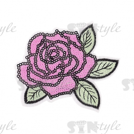 Термоаппликация "Роза" с пайетками, размер 100х85 мм фото 1