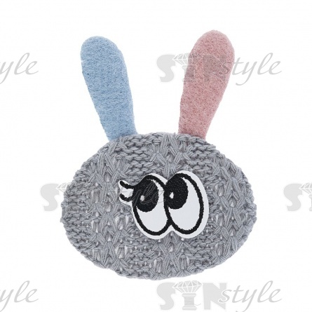 Аппликация 3D "Зайчик", цвет серый, размер 40х60 мм фото 1